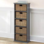 Mobiletto da parete in legno con cassetti in giunco marino Lakeside Collection -