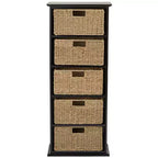 Mobiletto da parete in legno con cassetti in giunco marino Lakeside Collection -