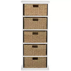 Mobiletto da parete in legno con cassetti in giunco marino Lakeside Collection -