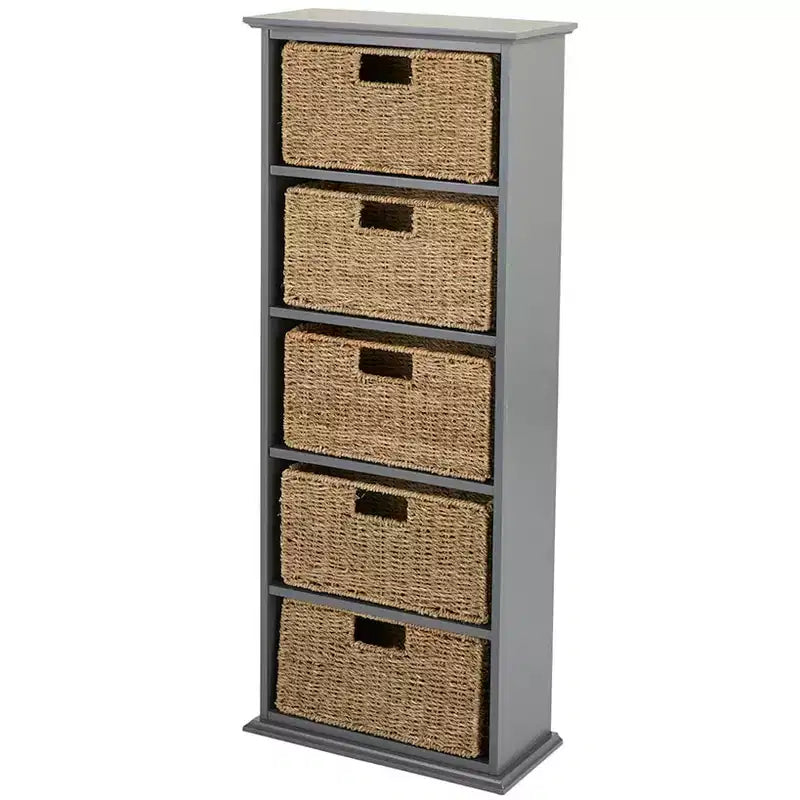 Mobiletto da parete in legno con cassetti in giunco marino Lakeside Collection -