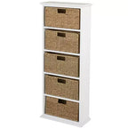 Mobiletto da parete in legno con cassetti in giunco marino Lakeside Collection -