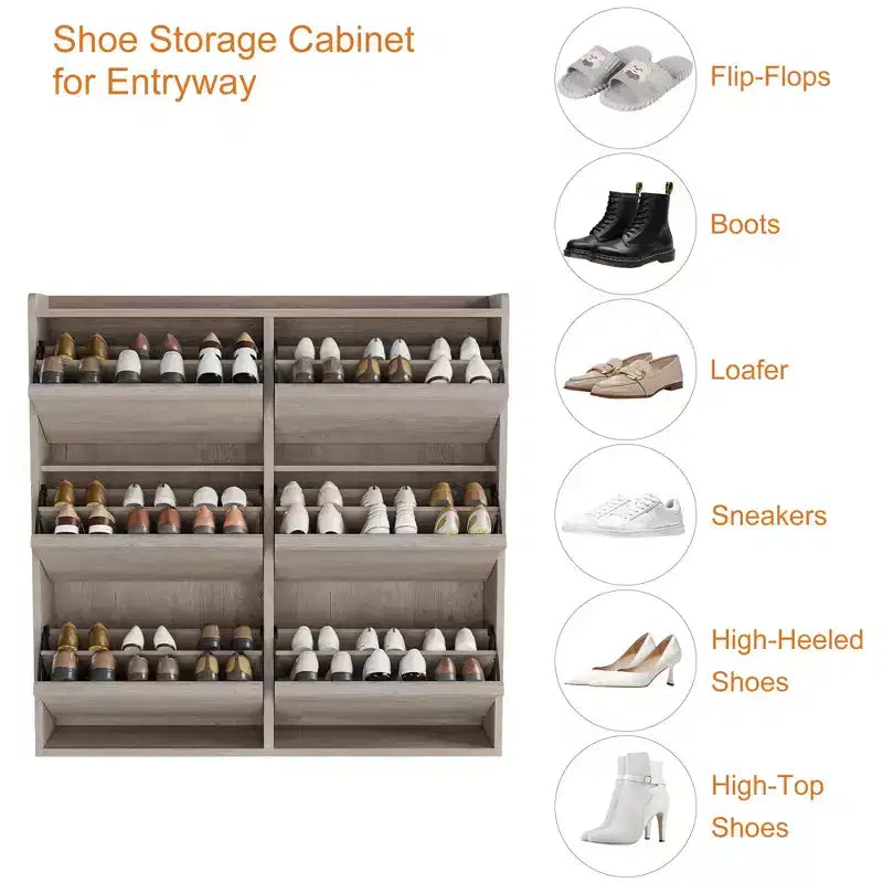 GarveeHome Shoe Cabinet with 6 Flip Drawers, Wooden Shoe Organizer Cabinet with Adjustable Shelf, Shoe Storage, Hidden Shoe Cabinet for Entryway