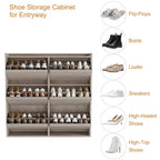 GarveeHome Shoe Cabinet with 6 Flip Drawers, Wooden Shoe Organizer Cabinet with Adjustable Shelf, Shoe Storage, Hidden Shoe Cabinet for Entryway
