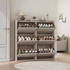 GarveeHome Shoe Cabinet with 6 Flip Drawers, Wooden Shoe Organizer Cabinet with Adjustable Shelf, Shoe Storage, Hidden Shoe Cabinet for Entryway