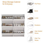 GarveeHome Shoe Cabinet with 6 Flip Drawers, Wooden Shoe Organizer Cabinet with Adjustable Shelf, Shoe Storage, Hidden Shoe Cabinet for Entryway