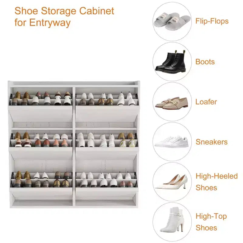 GarveeHome Shoe Cabinet with 6 Flip Drawers, Wooden Shoe Organizer Cabinet with Adjustable Shelf, Shoe Storage, Hidden Shoe Cabinet for Entryway