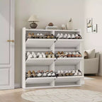 GarveeHome Shoe Cabinet with 6 Flip Drawers, Wooden Shoe Organizer Cabinet with Adjustable Shelf, Shoe Storage, Hidden Shoe Cabinet for Entryway