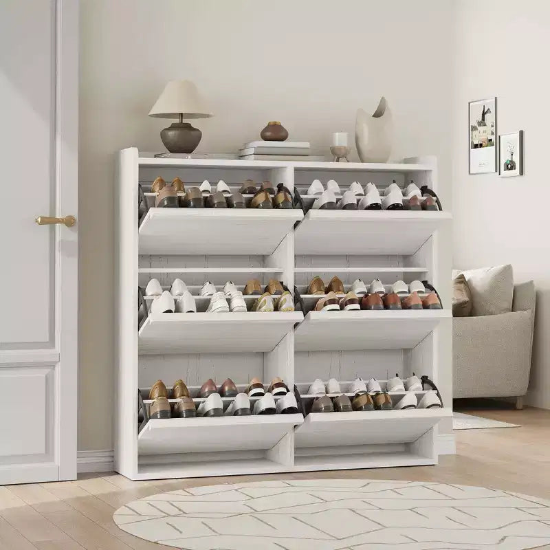 GarveeHome Shoe Cabinet with 6 Flip Drawers, Wooden Shoe Organizer Cabinet with Adjustable Shelf, Shoe Storage, Hidden Shoe Cabinet for Entryway
