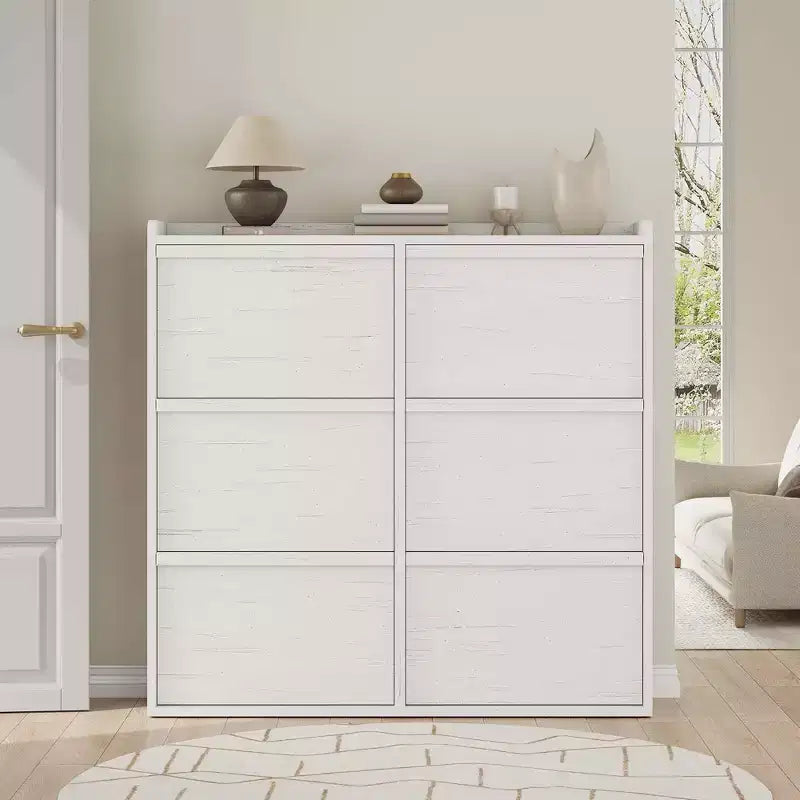 GarveeHome Shoe Cabinet with 6 Flip Drawers, Wooden Shoe Organizer Cabinet with Adjustable Shelf, Shoe Storage, Hidden Shoe Cabinet for Entryway