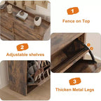 GarveeHome Shoe Cabinet with 6 Flip Drawers, Wooden Shoe Organizer Cabinet with Adjustable Shelf, Shoe Storage, Hidden Shoe Cabinet for Entryway