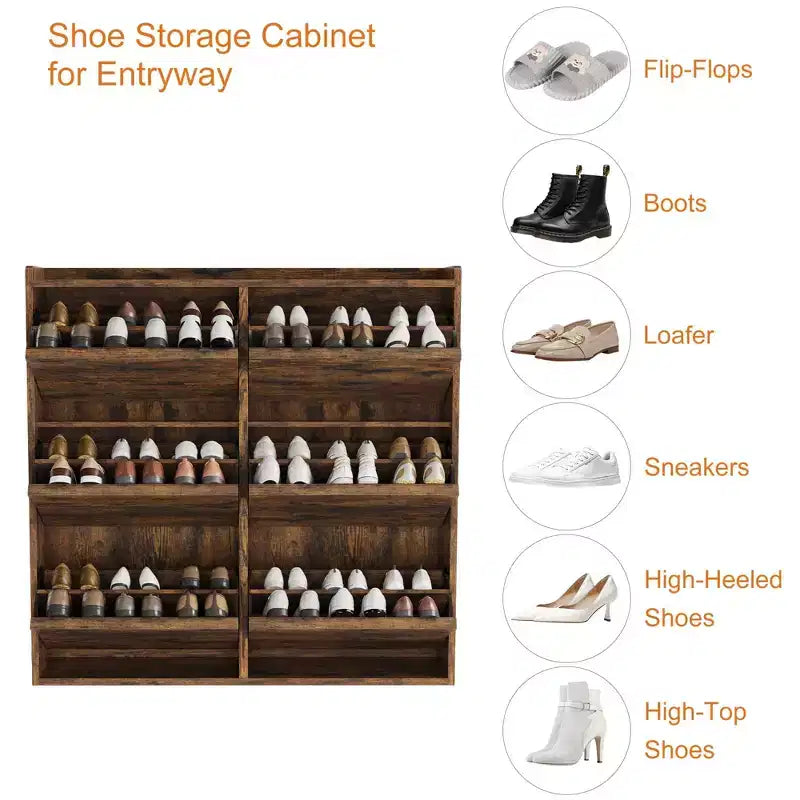 GarveeHome Shoe Cabinet with 6 Flip Drawers, Wooden Shoe Organizer Cabinet with Adjustable Shelf, Shoe Storage, Hidden Shoe Cabinet for Entryway