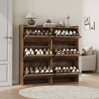 GarveeHome Shoe Cabinet with 6 Flip Drawers, Wooden Shoe Organizer Cabinet with Adjustable Shelf, Shoe Storage, Hidden Shoe Cabinet for Entryway