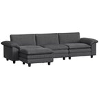 HOMCOM Sectional Sofa, L Shaped Couch with Deep Seat, Movable Ottoman and Pillow-top Armrests