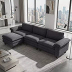 HOMCOM Sectional Sofa, L Shaped Couch with Deep Seat, Movable Ottoman and Pillow-top Armrests