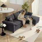 HOMCOM Sectional Sofa, L Shaped Couch with Deep Seat, Movable Ottoman and Pillow-top Armrests