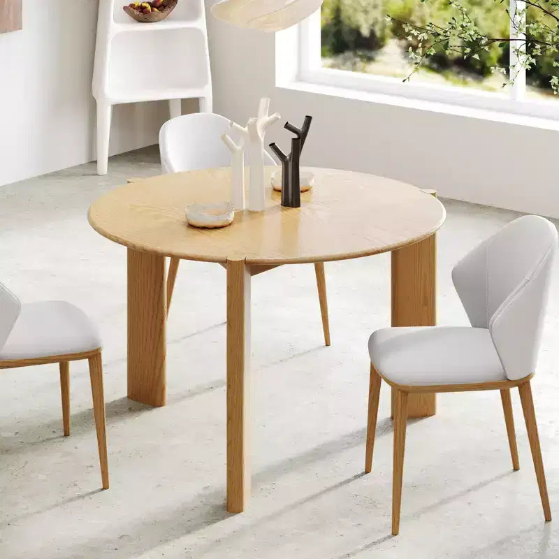 PexFix Solid Wood Farmhouse Dining Table Round Wood Texture Top with Cross X Base for Modern Dining Rooms & Family Gatherings