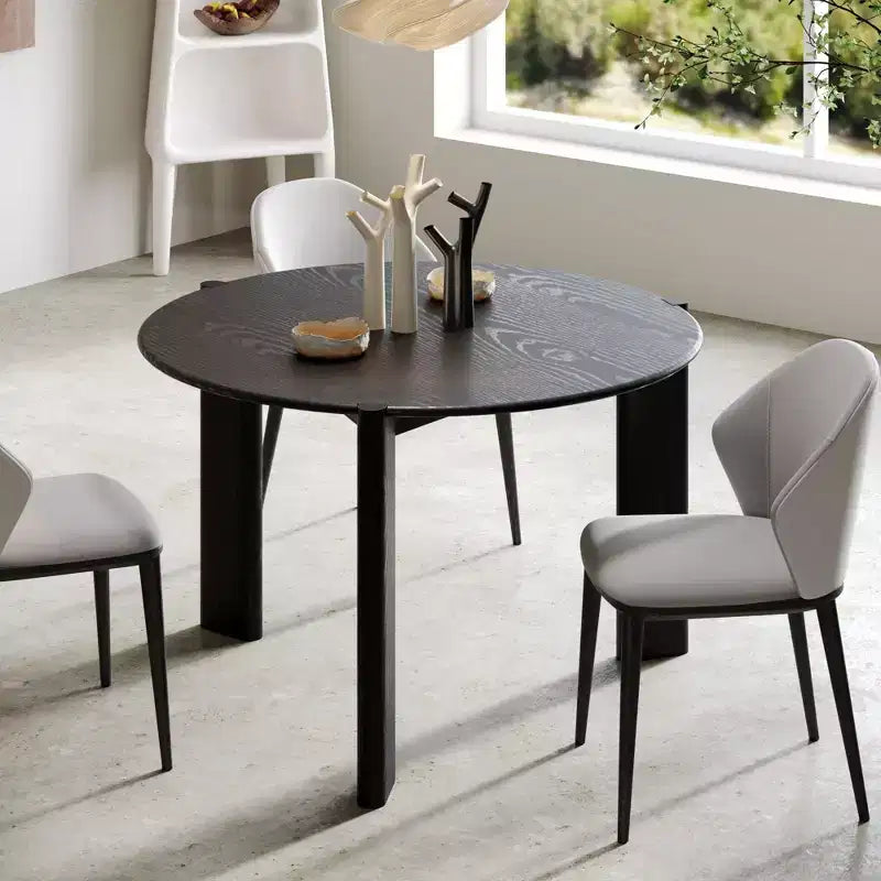 PexFix Solid Wood Farmhouse Dining Table Round Wood Texture Top with Cross X Base for Modern Dining Rooms & Family Gatherings