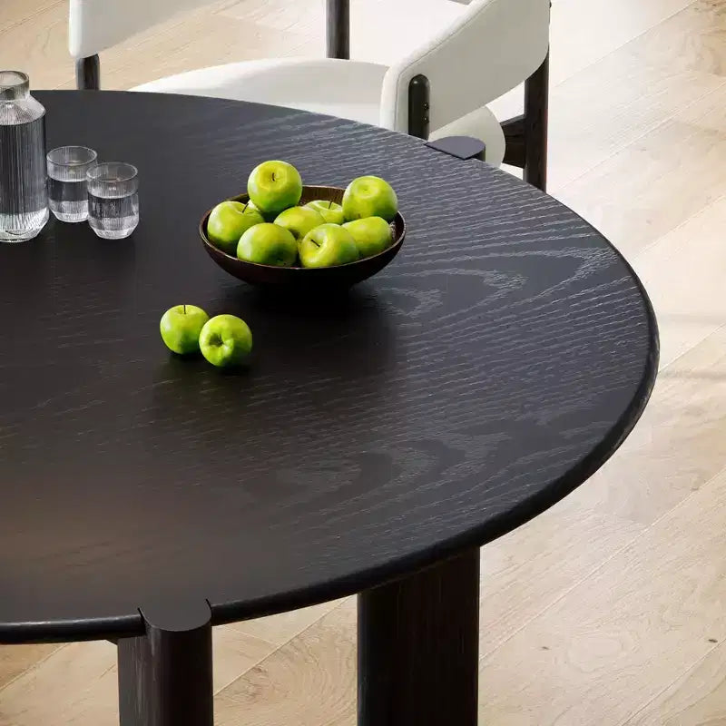 PexFix Solid Wood Farmhouse Dining Table Round Wood Texture Top with Cross X Base for Modern Dining Rooms & Family Gatherings