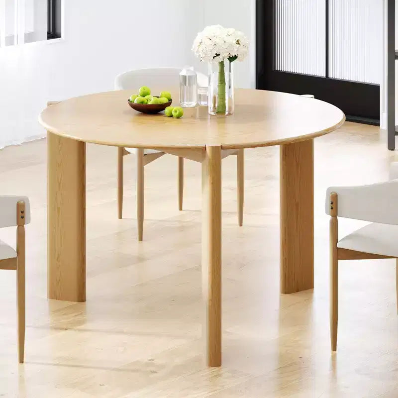 PexFix Solid Wood Farmhouse Dining Table Round Wood Texture Top with Cross X Base for Modern Dining Rooms & Family Gatherings