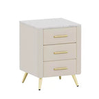 Comodini moderni imbottiti con cassetto, piano in finto marmo e gambe in metallo dorato, eleganti tavolini da comodino per camera da letto o divano-Panipeachy