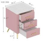 Comodini moderni imbottiti con cassetto, piano in finto marmo e gambe in metallo dorato, eleganti tavolini da comodino per camera da letto o divano-Panipeachy
