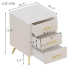 Comodini moderni imbottiti con cassetto, piano in finto marmo e gambe in metallo dorato, eleganti tavolini da comodino per camera da letto o divano-Panipeachy