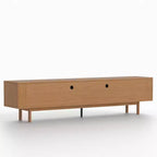 86.6 Extra Long Wood TV Stand for 90 Inch TV Slatted Media Console Entertainment Center with Removable Shelves Walnut Gaoyangjiaju