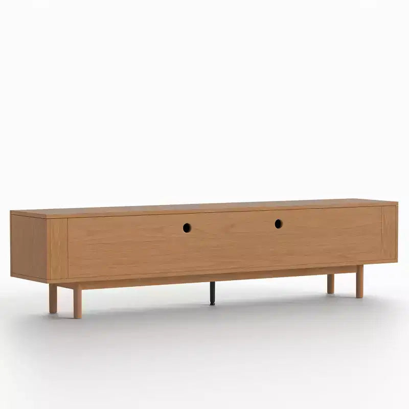 86.6 Extra Long Wood TV Stand for 90 Inch TV Slatted Media Console Entertainment Center with Removable Shelves Walnut Gaoyangjiaju