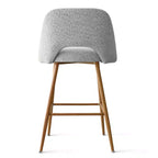 Set of 2 Boucle Counter Height Bar Stools, 27 Modern Upholstered Kitchen Island Chairs with Wood Finish Metal Legs - Panipeachy