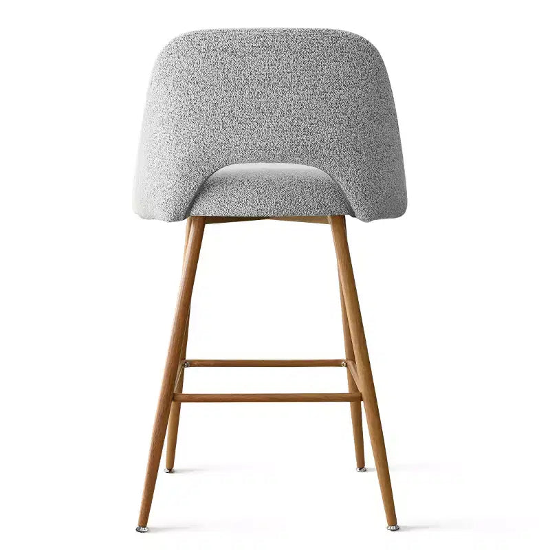 Set of 2 Boucle Counter Height Bar Stools, 27 Modern Upholstered Kitchen Island Chairs with Wood Finish Metal Legs - Panipeachy