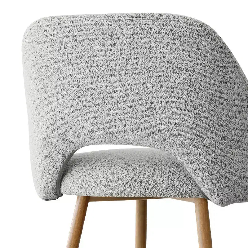 Set of 2 Boucle Counter Height Bar Stools, 27 Modern Upholstered Kitchen Island Chairs with Wood Finish Metal Legs - Panipeachy