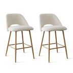 Set of 2 Boucle Counter Height Bar Stools, 27 Modern Upholstered Kitchen Island Chairs with Wood Finish Metal Legs - Panipeachy