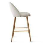 Set of 2 Boucle Counter Height Bar Stools, 27 Modern Upholstered Kitchen Island Chairs with Wood Finish Metal Legs - Panipeachy