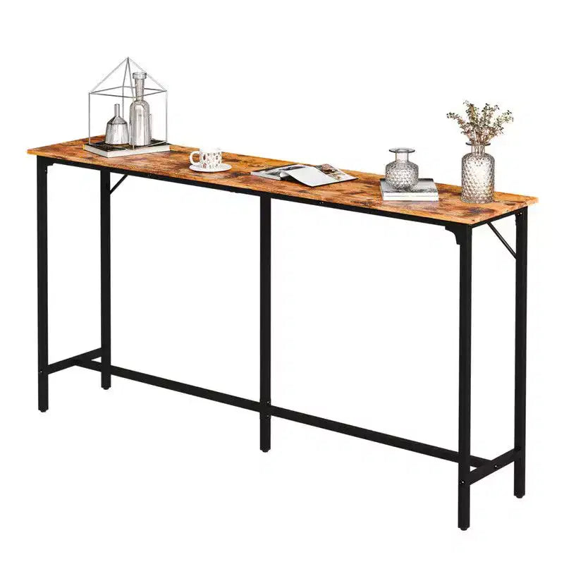 Karl Home 71'' Counter Height Bar Dining Table with Metal Frame , Pub Sofa Table for Kitchen and Living Room