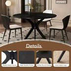 MAYEERTY 47 Round Solid Wood Dining Table, Black Intersecting Pedestal Base 4-6 Seater for Kitchen & Dining Room