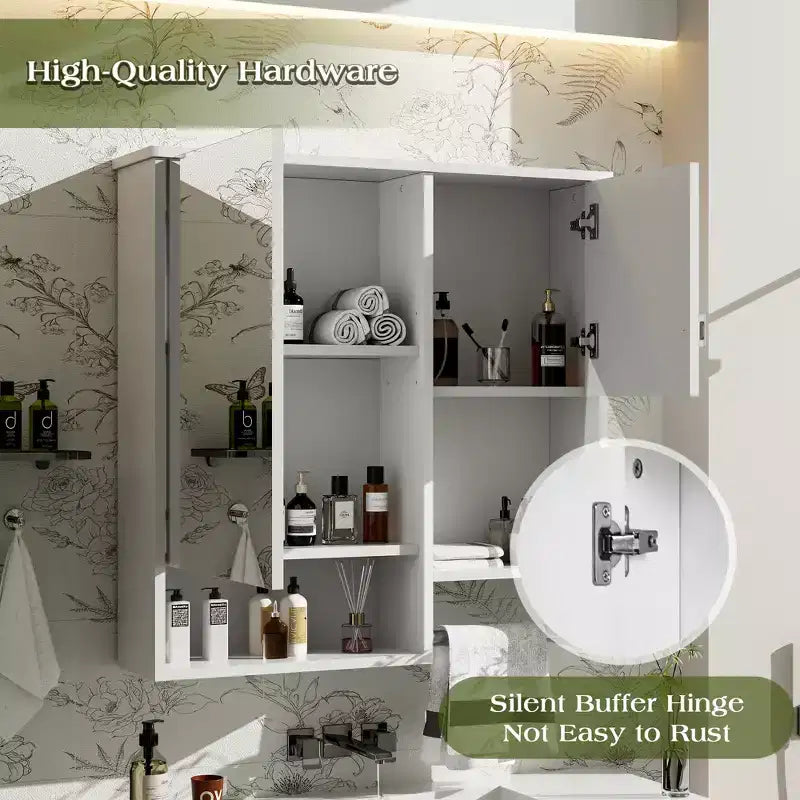 GDFStudio Mazie 29'' Modern Wall Bathroom Medicine Cabinet with Mirror, Shelves and Towels Bar