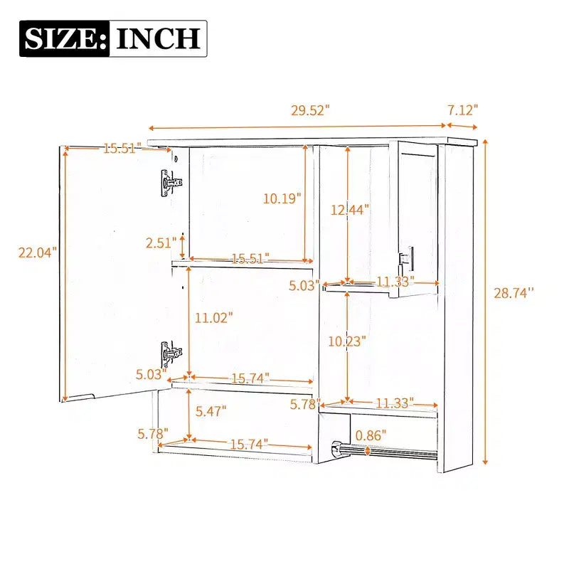 GDFStudio Mazie 29'' Modern Wall Bathroom Medicine Cabinet with Mirror, Shelves and Towels Bar