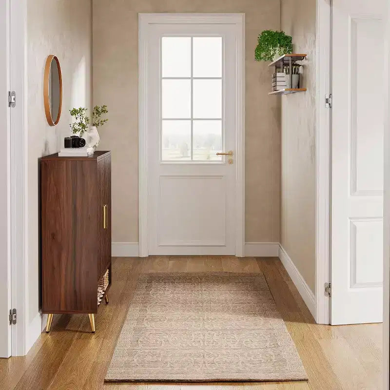 Lantine Scarpiera da Ingresso a 6 Livelli con Ante per 24 Paia, Mobile Contenitore in Legno con Ripiani Regolabili e Gambe Dorate per Soggiorno, Camera da Letto, Noce