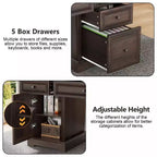 Dyonery 60 Farmhouse Executive Desk for Home Office - Wooden Writing Desk with Drawers, Cabinet Storage,Rustic Home Office Desk for Work Study