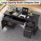 Dyonery 60 Farmhouse Executive Desk for Home Office - Wooden Writing Desk with Drawers, Cabinet Storage,Rustic Home Office Desk for Work Study