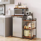 Mini Fridge Stand with Storage Shelf, 5-Tier Microwave Stand & Coffee Bar Organizer with Adjustable Shelves for Dorm, Apartment, Office