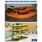 COZONY Supporto Robusto per 3 Kayak, Scaffale Autoportante a 3 Livelli con Ruote e Cinghie di Sospensione