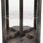 Corner Bar Cabinet with Wine Rack, 72 Tall Wine Cabinet with Acrylic Mirror & Glass Rack, Wooden Liquor Display Cabinet for Dining Room Kitchen