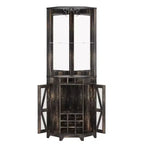 Corner Bar Cabinet with Wine Rack, 72 Tall Wine Cabinet with Acrylic Mirror & Glass Rack, Wooden Liquor Display Cabinet for Dining Room Kitchen