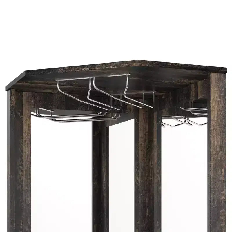 Corner Bar Cabinet with Wine Rack, 72 Tall Wine Cabinet with Acrylic Mirror & Glass Rack, Wooden Liquor Display Cabinet for Dining Room Kitchen