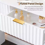 51 Makeup Vanity with Lighted Mirror and Adjustable Lights - Natural Wood Dressing Table for Bedroom