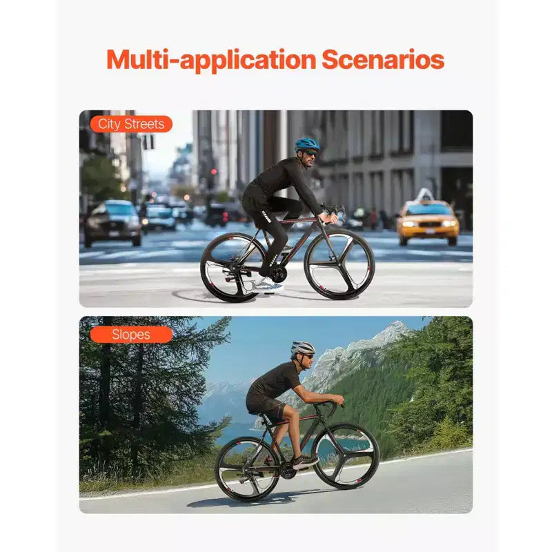 NAYSAYE Bicicletta da Corsa da Strada 700C con 21 Velocità Telaio in Acciaio al Carbonio e Freni a Disco per Pendolarismo Urbano, Nero, 53.74*8.27*29.13