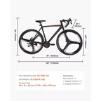 NAYSAYE Bicicletta da Corsa da Strada 700C con 21 Velocità Telaio in Acciaio al Carbonio e Freni a Disco per Pendolarismo Urbano, Nero, 53.74*8.27*29.13