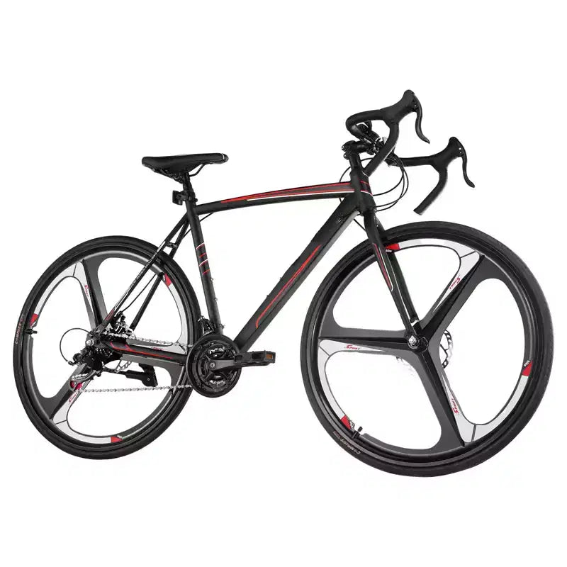 NAYSAYE Bicicletta da Corsa da Strada 700C con 21 Velocità Telaio in Acciaio al Carbonio e Freni a Disco per Pendolarismo Urbano, Nero, 53.74*8.27*29.13