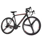 NAYSAYE Bicicletta da Corsa da Strada 700C con 21 Velocità Telaio in Acciaio al Carbonio e Freni a Disco per Pendolarismo Urbano, Nero, 53.74*8.27*29.13